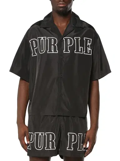 Purple Brand Men's Everyday Logo Button-Front Shirt - Black - Size XXL | Thumbnail 1 Purple Brand Men's Everyday Logo Button-Front Shirt - Black - Size XXL | Thumbnail 1
