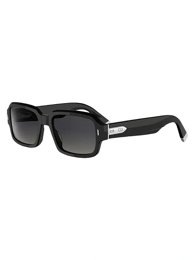 Dior Men's Tailoring S2I 56MM Geometric Sunglasses - Black Gradient Smoke