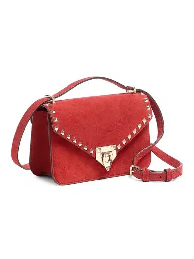 Valentino Garavani Women's Rockstud Suede Crossbody Bag - Red | Thumbnail 2 Valentino Garavani Women's Rockstud Suede Crossbody Bag - Red | Thumbnail 2