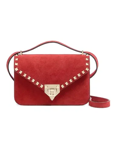 Valentino Garavani Women's Rockstud Suede Crossbody Bag - Red | Thumbnail 1 Valentino Garavani Women's Rockstud Suede Crossbody Bag - Red | Thumbnail 1