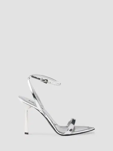 Prada Women's Metallic Leather High-Heeled Sandals - Silver | Thumbnail 7