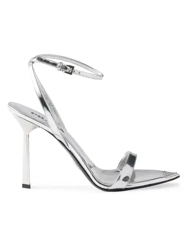 Prada Women's Metallic Leather High-Heeled Sandals - Silver | Thumbnail 1