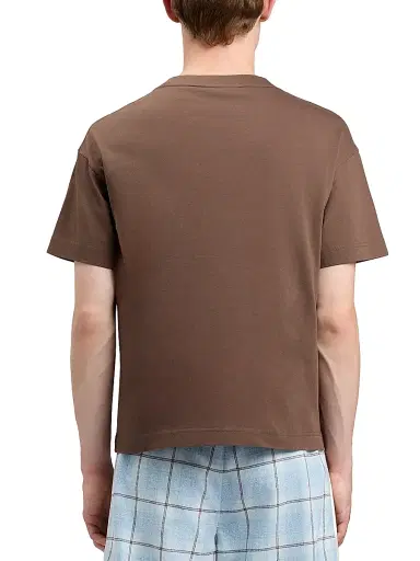 Palm Angels Men's Logo Crewneck Cotton T-Shirt - Brown Beige - Size Large | Thumbnail 5