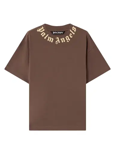 Palm Angels Men's Logo Crewneck Cotton T-Shirt - Brown Beige - Size Large | Thumbnail 1