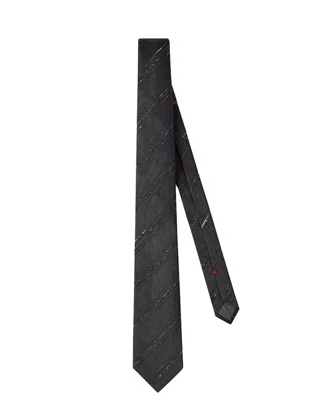 Brunello Cucinelli Men's Slubbed Stripes Silk and Cotton Tie