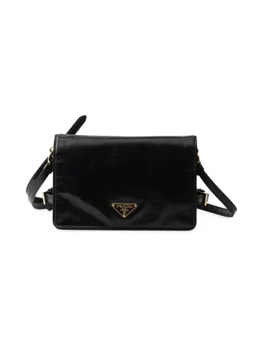 Prada Women's Mini Leather Shoulder Bag - Black | Thumbnail 1 Prada Women's Mini Leather Shoulder Bag - Black | Thumbnail 1