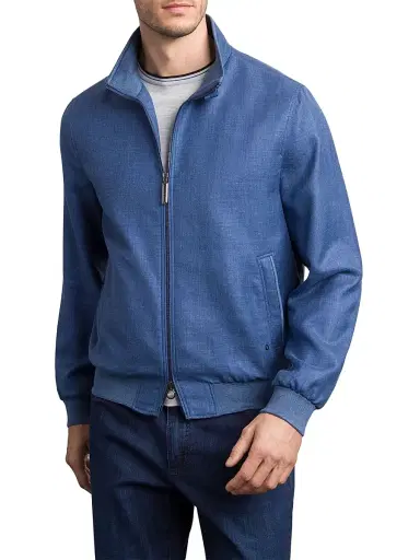 Stefano Ricci Men's Wool and Silk Blend Blouson Jacket - Blue - Size 40 | Thumbnail 2 Stefano Ricci Men's Wool and Silk Blend Blouson Jacket - Blue - Size 40 | Thumbnail 2