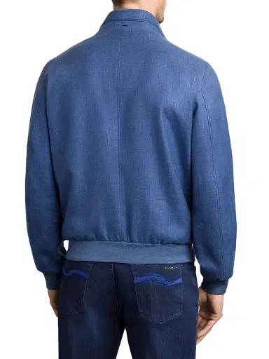 Stefano Ricci Men's Wool and Silk Blend Blouson Jacket - Blue - Size 40 | Thumbnail 3 Stefano Ricci Men's Wool and Silk Blend Blouson Jacket - Blue - Size 40 | Thumbnail 3