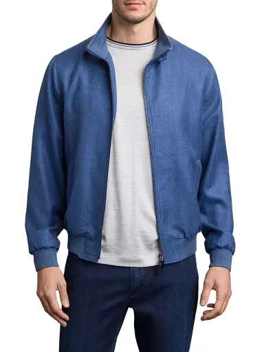 Stefano Ricci Men's Wool and Silk Blend Blouson Jacket - Blue - Size 40 | Thumbnail 4 Stefano Ricci Men's Wool and Silk Blend Blouson Jacket - Blue - Size 40 | Thumbnail 4