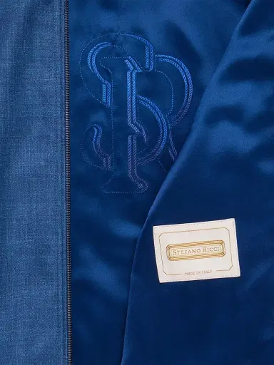 Stefano Ricci Men's Wool and Silk Blend Blouson Jacket - Blue - Size 40 | Thumbnail 8 Stefano Ricci Men's Wool and Silk Blend Blouson Jacket - Blue - Size 40 | Thumbnail 8