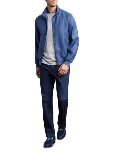Stefano Ricci Men's Wool and Silk Blend Blouson Jacket - Blue - Size 40 | Thumbnail 1 Stefano Ricci Men's Wool and Silk Blend Blouson Jacket - Blue - Size 40 | Thumbnail 1