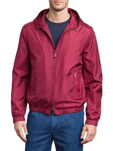 Stefano Ricci Men's Silk and Matted Crocodile Leather Hooded Blouson Jacket - Red - Size 38 | Thumbnail 2 Stefano Ricci Men's Silk and Matted Crocodile Leather Hooded Blouson Jacket - Red - Size 38 | Thumbnail 2