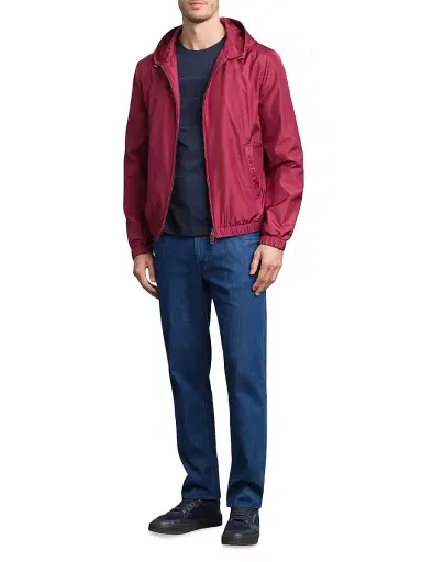 Stefano Ricci Men's Silk and Matted Crocodile Leather Hooded Blouson Jacket - Red - Size 38 | Thumbnail 1 Stefano Ricci Men's Silk and Matted Crocodile Leather Hooded Blouson Jacket - Red - Size 38 | Thumbnail 1