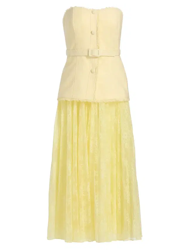 Badgley Mischka Women's Belted Drop Waist Cocktail Dress - Pale Yellow