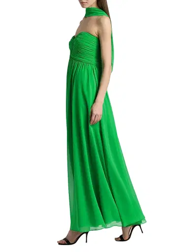 BADGLEY MISCHKA Women's Gathered Strapless Scarf-Neck Gown | Thumbnail 2