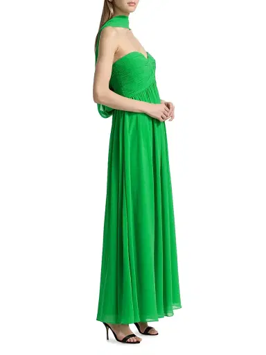 BADGLEY MISCHKA Women's Gathered Strapless Scarf-Neck Gown | Thumbnail 4