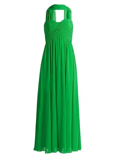 BADGLEY MISCHKA Women's Gathered Strapless Scarf-Neck Gown - Emerald - Size 16 | Thumbnail 1 BADGLEY MISCHKA Women's Gathered Strapless Scarf-Neck Gown - Emerald - Size 16 | Thumbnail 1