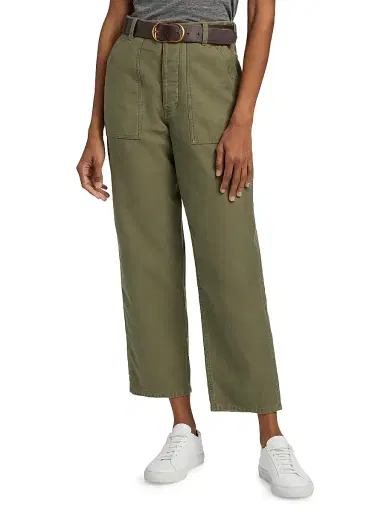 Nili Lotan Women's Earl Cotton Canvas Pants - Olive Fatigue - Size 12 | Thumbnail 3 Nili Lotan Women's Earl Cotton Canvas Pants - Olive Fatigue - Size 12 | Thumbnail 3