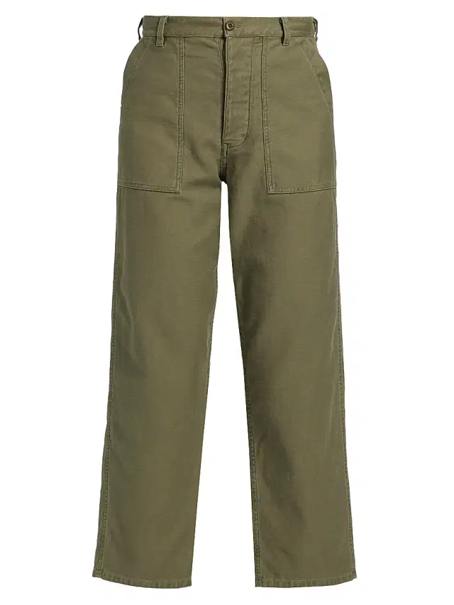 Nili Lotan Women's Earl Cotton Canvas Pants - Olive Fatigue