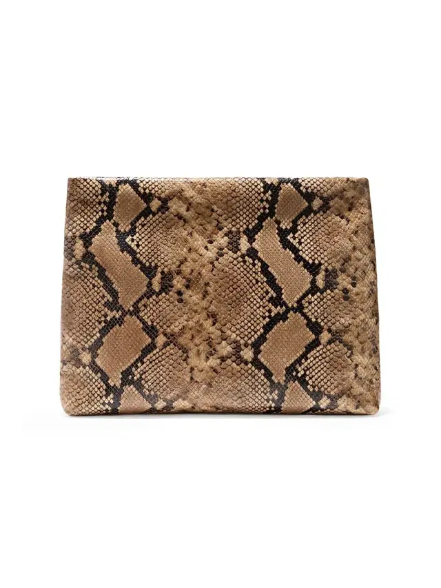 Nili Lotan Women's Jerry Snakeskin-Embossed Leather Clutch - Taupe Snake