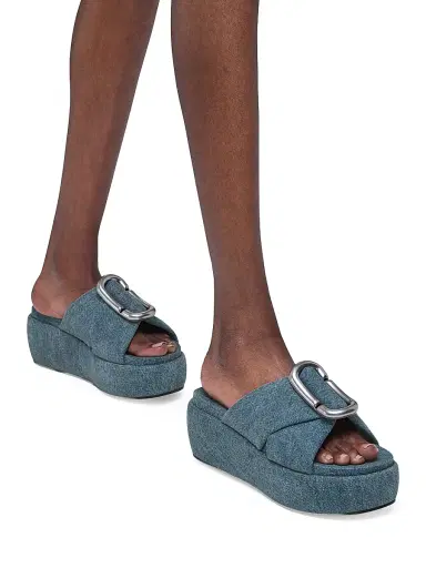 Marc Jacobs Women's Pop J 6MM Denim Platform Sandals - Medium Wash Indigo | Thumbnail 2