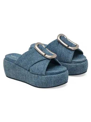 Marc Jacobs Women's Pop J 6MM Denim Platform Sandals - Medium Wash Indigo | Thumbnail 3