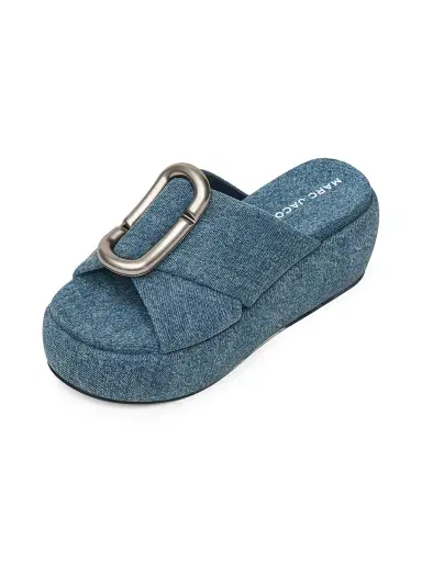 Marc Jacobs Women's Pop J 6MM Denim Platform Sandals - Medium Wash Indigo | Thumbnail 4