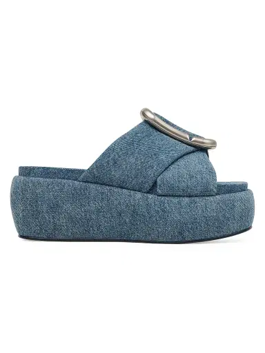 Marc Jacobs Women's Pop J 6MM Denim Platform Sandals - Medium Wash Indigo | Thumbnail 1