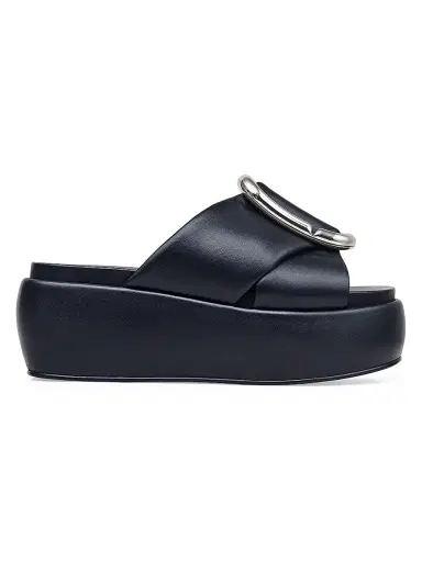 Marc Jacobs Women's Pop J 6MM Leather Platform Sandals - Black | Thumbnail 1
