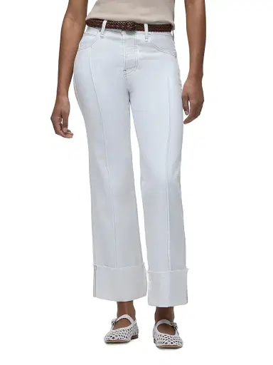 Hudson Jeans Women's Rosie High-Rise Pintucked Wide-Leg Jeans - White - Size 34 | Thumbnail 4