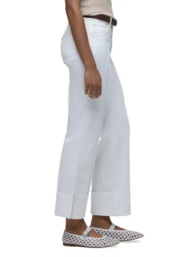 Hudson Jeans Women's Rosie High-Rise Pintucked Wide-Leg Jeans - White - Size 34 | Thumbnail 5