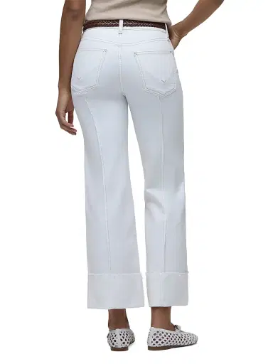 Hudson Jeans Women's Rosie High-Rise Pintucked Wide-Leg Jeans - White - Size 34 | Thumbnail 6