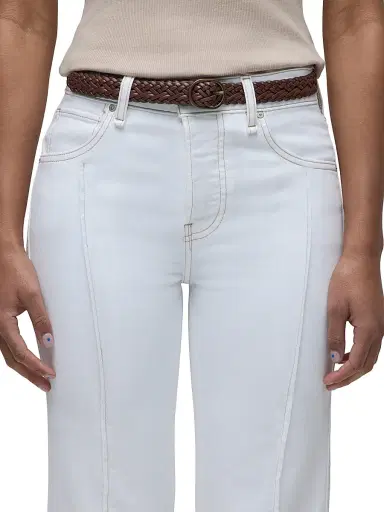 Hudson Jeans Women's Rosie High-Rise Pintucked Wide-Leg Jeans - White - Size 34 | Thumbnail 7