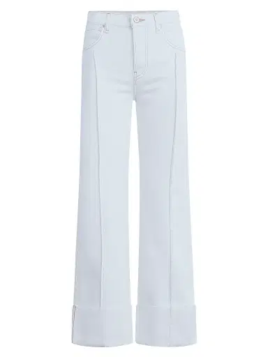 Hudson Jeans Women's Rosie High-Rise Pintucked Wide-Leg Jeans - White - Size 34 | Thumbnail 1