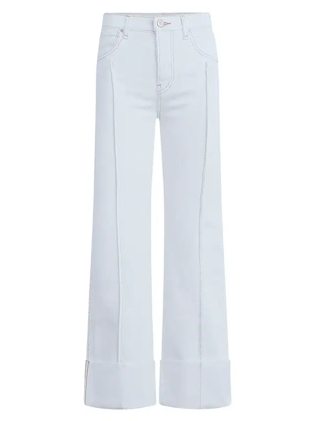 Hudson Jeans Women's Rosie High-Rise Pintucked Wide-Leg Jeans - White