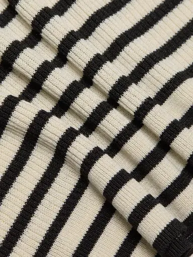Nili Lotan Women's Kyrie Striped Silk Henley Sweater - Black Stripe | Thumbnail 7 Nili Lotan Women's Kyrie Striped Silk Henley Sweater - Black Stripe | Thumbnail 7