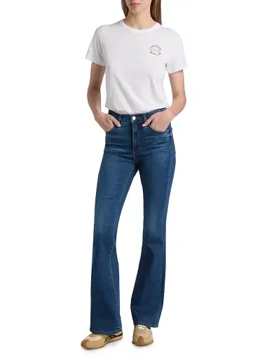 Veronica Beard Women's Carla Logo-Embroidered Cotton T-Shirt - White - Size XL | Thumbnail 2