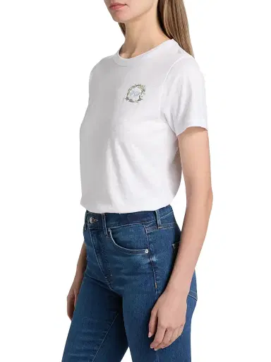 Veronica Beard Women's Carla Logo-Embroidered Cotton T-Shirt - White - Size XL | Thumbnail 4