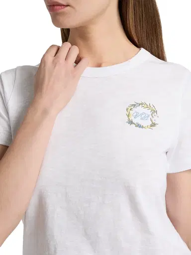 Veronica Beard Women's Carla Logo-Embroidered Cotton T-Shirt - White - Size XL | Thumbnail 6