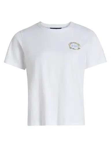 Veronica Beard Women's Carla Logo-Embroidered Cotton T-Shirt - White - Size XL | Thumbnail 1
