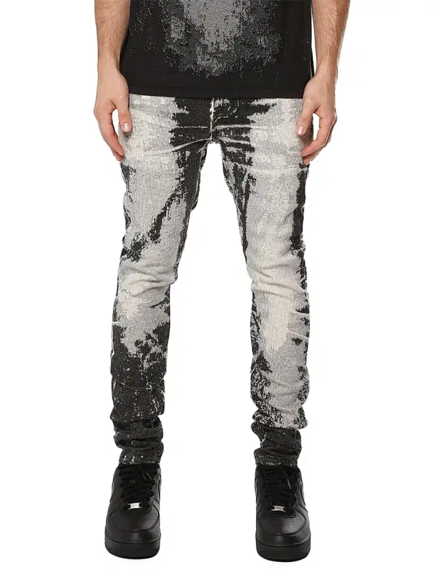 Men's Trompe L'oeil Stretch-Denim Skinny Jeans - Black