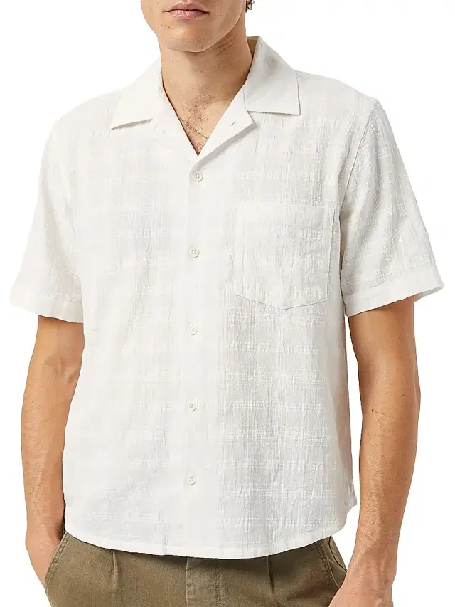 Men's Washed Dobby Cotton Shirt - White