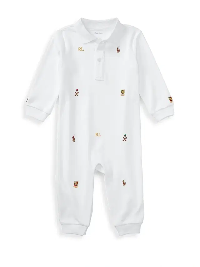 Polo Ralph Lauren Baby Boy's Embroidered Cotton Coverall - White 9 Months