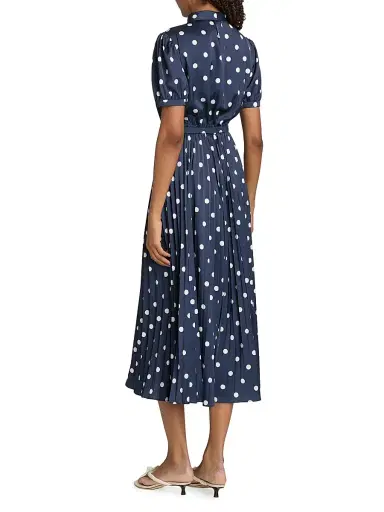 Self-Portrait Women's Polka Dot Satin Midi-Shirtdress - Navy | Thumbnail 5
