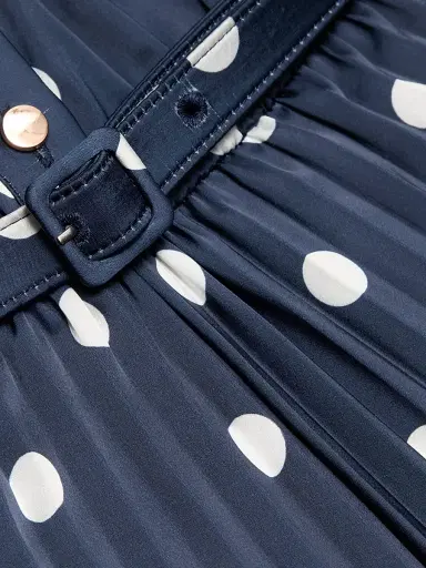 Self-Portrait Women's Polka Dot Satin Midi-Shirtdress - Navy | Thumbnail 7