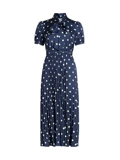 Self-Portrait Women's Polka Dot Satin Midi-Shirtdress - Navy | Thumbnail 1