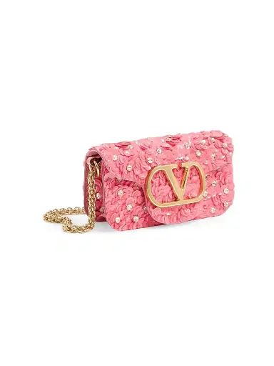 Valentino Garavani Women's Locò Small Embroidered Shoulder Bag - Pink | Thumbnail 2