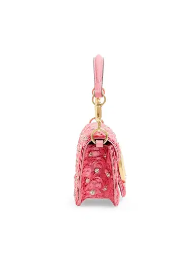 Valentino Garavani Women's Locò Small Embroidered Shoulder Bag - Pink | Thumbnail 3
