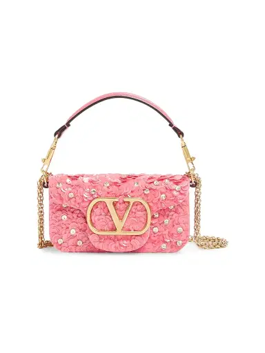 Valentino Garavani Women's Locò Small Embroidered Shoulder Bag - Pink | Thumbnail 1