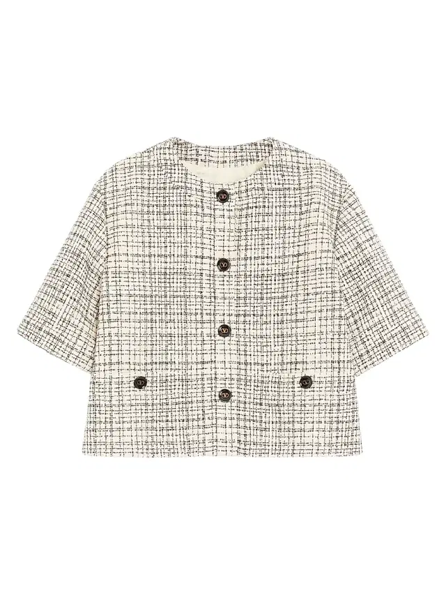 Valentino Garavani Women's Square Tweed Jacket - Vanilla Black